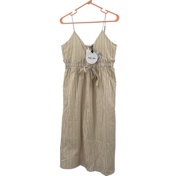 LINE & DOT Ryline Dress Size Small Yellow Stripe Yellow/Tan Ruffle Tie Waist NWT - Picture 3 of 16